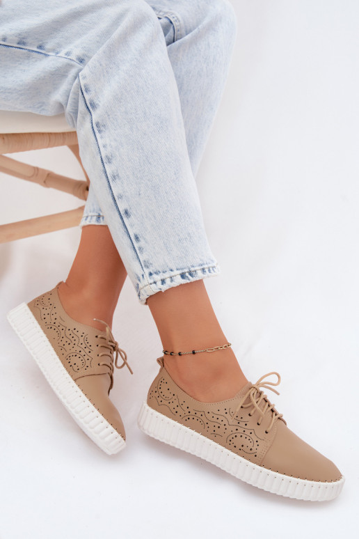 Scarpe perforate sabbia con lacci Pearla