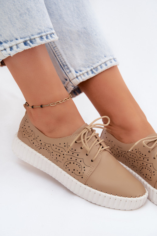 Scarpe perforate sabbia con lacci Pearla