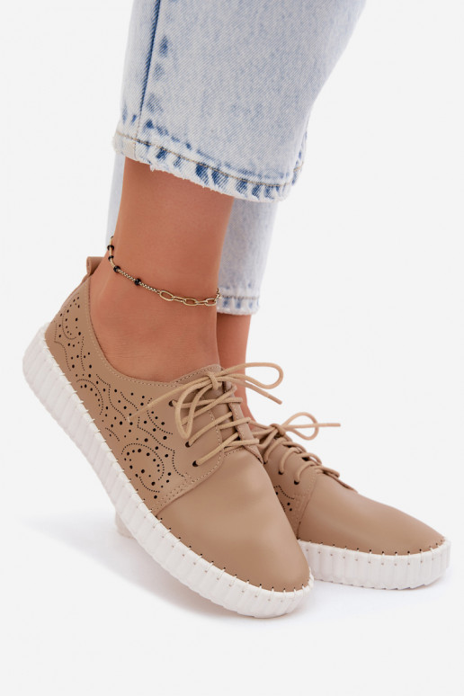 Scarpe perforate sabbia con lacci Pearla