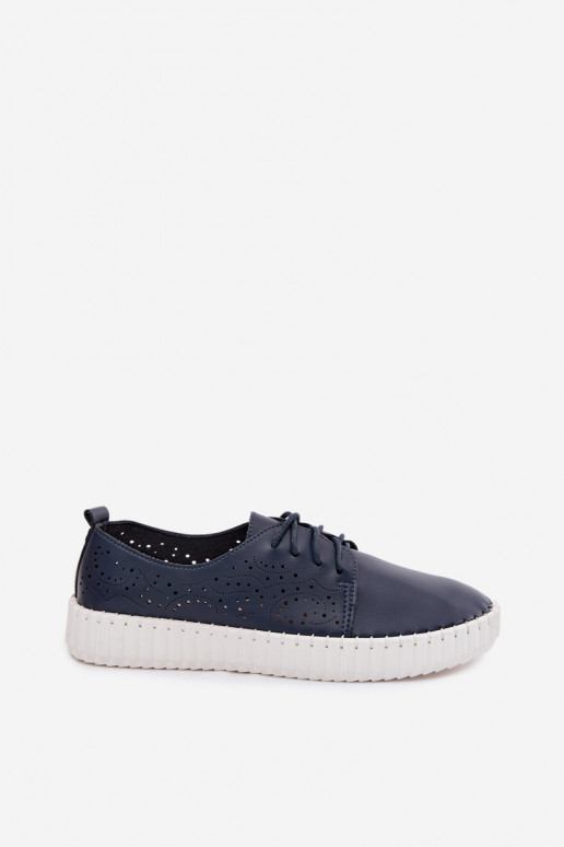 Scarpe perforate blu scuro con lacci Pearla