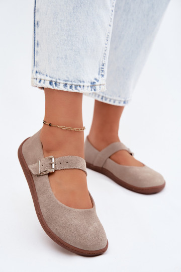 Ballerine in suede cappuccino Zazoo 316
