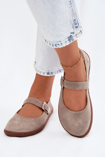 Ballerine in suede cappuccino Zazoo 316 2