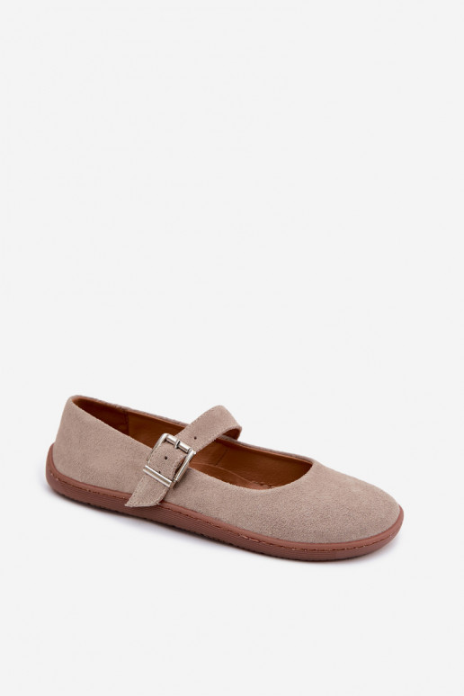 Ballerine in suede cappuccino Zazoo 316
