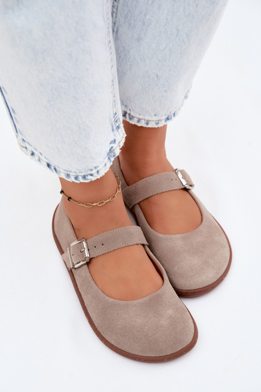 Ballerine in suede cappuccino Zazoo 316