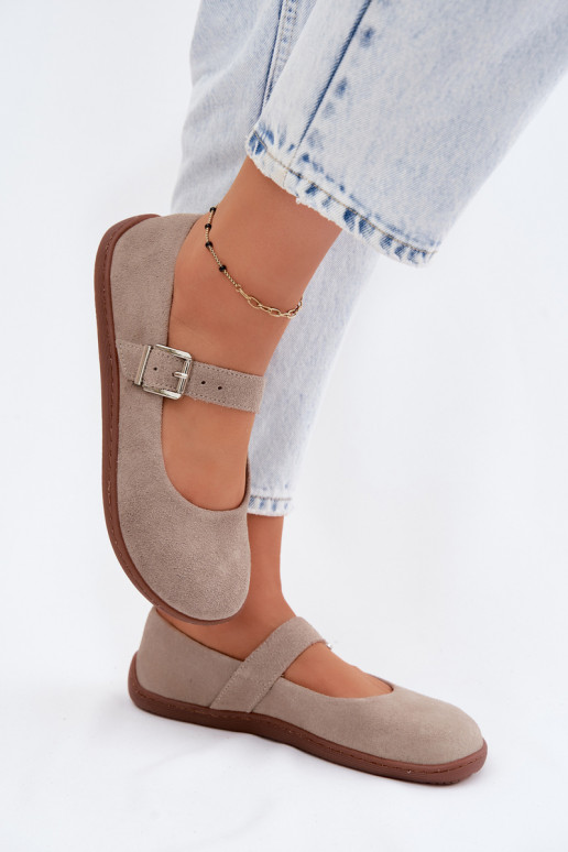 Ballerine in suede cappuccino Zazoo 316
