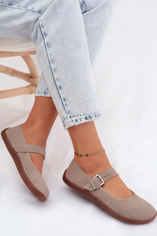 Ballerine in suede cappuccino Zazoo 316