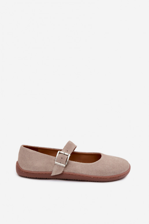 Ballerine in suede cappuccino Zazoo 316