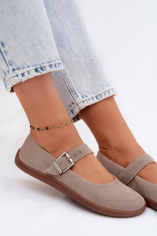 Ballerine in suede cappuccino Zazoo 316