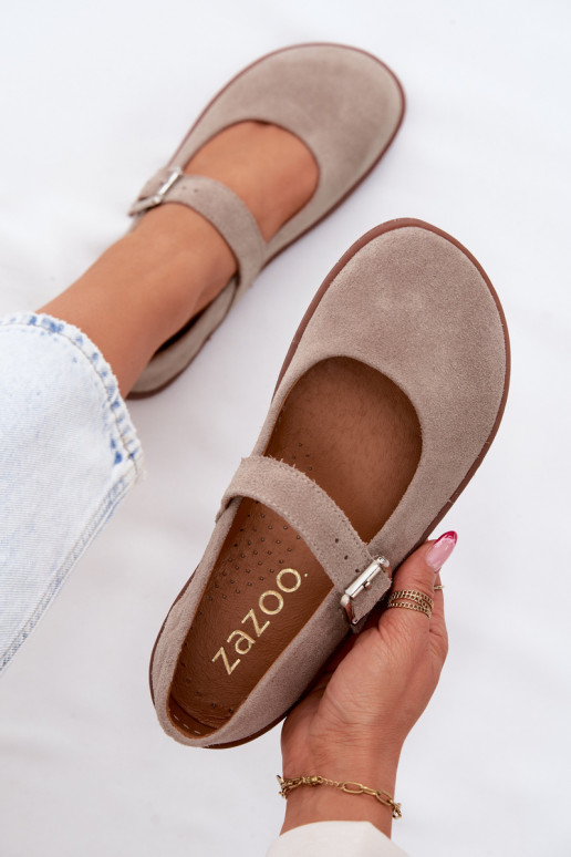 Ballerine in suede cappuccino Zazoo 316