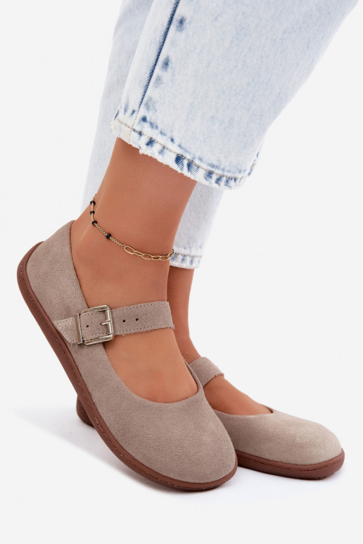 Ballerine in suede cappuccino Zazoo 316