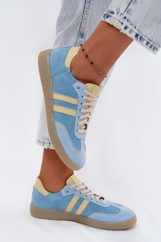 Sneakers in suede azzurro chiaro Zazoo N1068