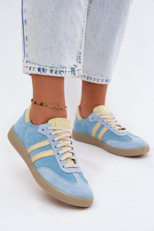 Zazoo N1068 dalla pelle scamosciata Basso Scarpe modello sneakers Femminile azzurro