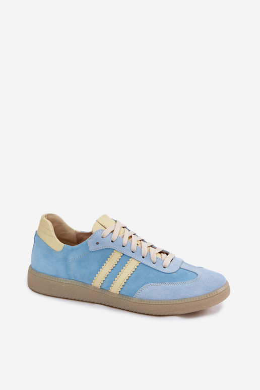 Sneakers in suede azzurro chiaro Zazoo N1068