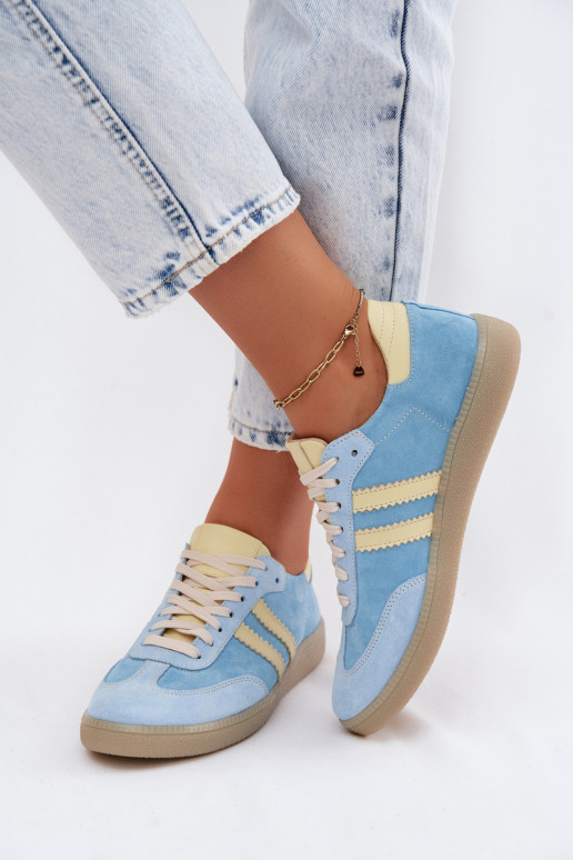 Sneakers in suede azzurro chiaro Zazoo N1068