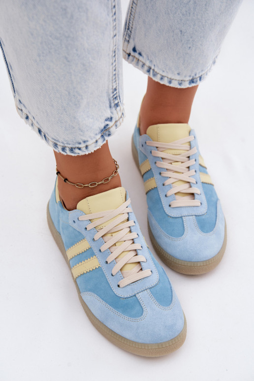 Sneakers in suede azzurro chiaro Zazoo N1068