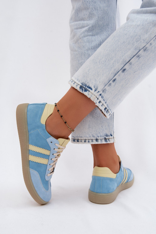 Sneakers in suede azzurro chiaro Zazoo N1068