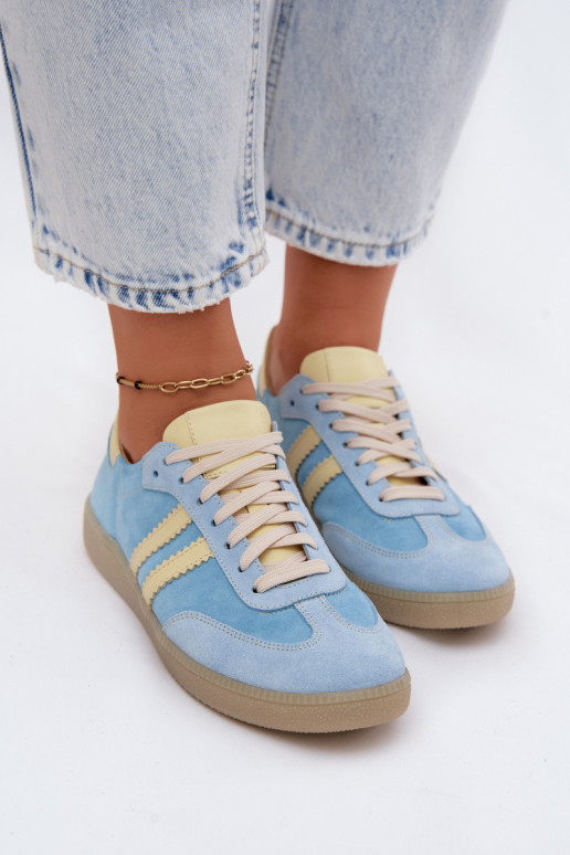 Sneakers in suede azzurro chiaro Zazoo N1068