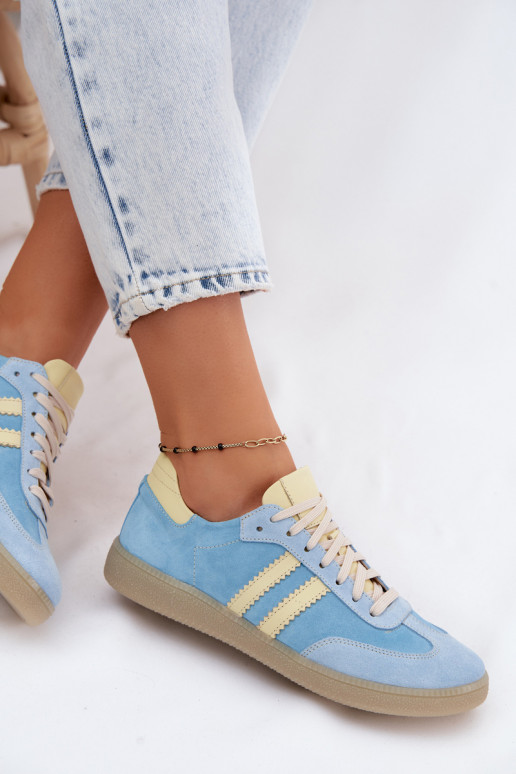 Sneakers in suede azzurro chiaro Zazoo N1068