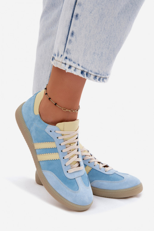 Sneakers in suede azzurro chiaro Zazoo N1068