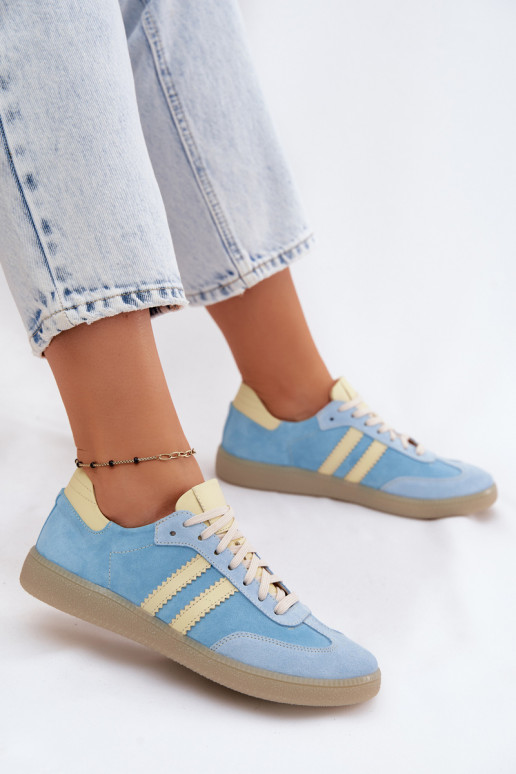 Zazoo N1068 dalla pelle scamosciata Basso Scarpe modello sneakers Femminile azzurro