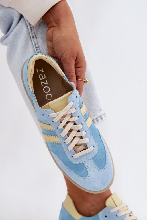Zazoo N1068 dalla pelle scamosciata Basso Scarpe modello sneakers Femminile azzurro