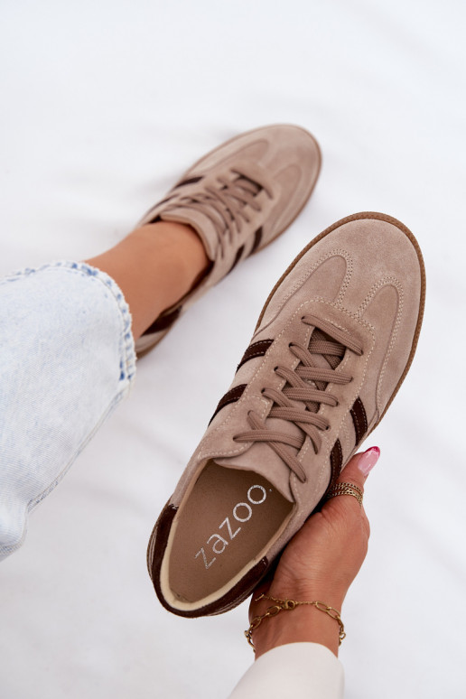 Sneakers in suede sabbia Zazoo N1176S2