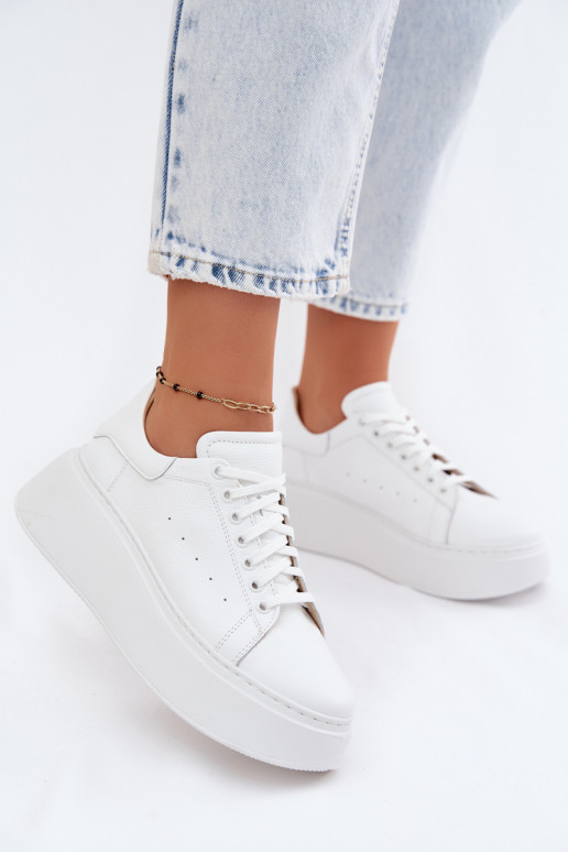 Pelle Scarpe modello sneakers Femminile con una piattaforma Zazoo N408S2 Colore bianco
