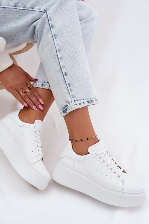 Pelle Scarpe modello sneakers Femminile con una piattaforma Zazoo N408S2 Colore bianco