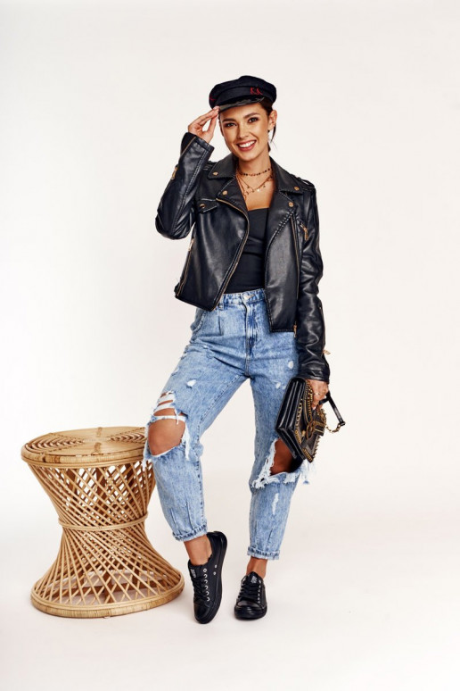 Scarpe da ginnastica in pelle da donna Big Star colore nero V274871