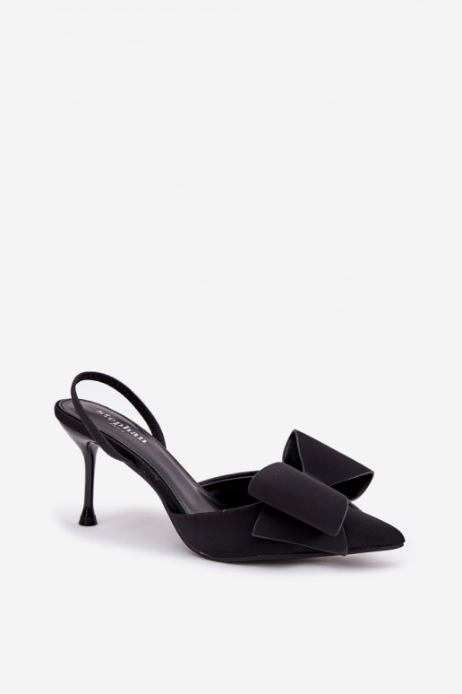 Scarpe con tacco alto nere con tacco aperto e fiocco Eklevia