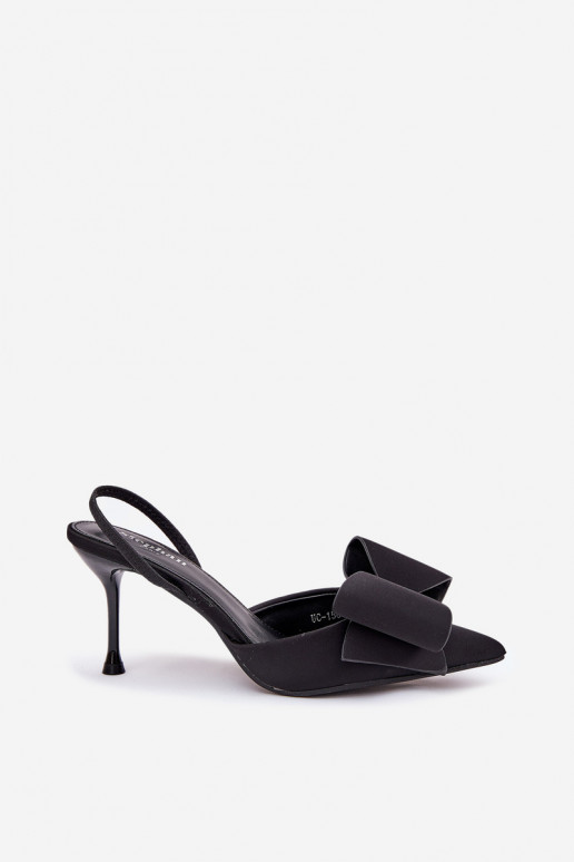 Scarpe con tacco alto nere con tacco aperto e fiocco Eklevia