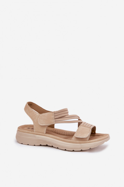 Sandali comodi da donna color sabbia con chiusure adesive Hallriva