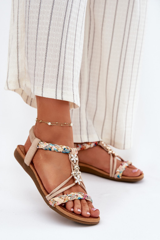 Sandali da donnaPrzypinkami I Plecionymi Paskami beige Nusoreth