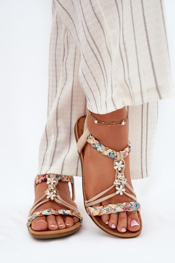 Sandali da donnaPrzypinkami I Plecionymi Paskami beige Nusoreth 2