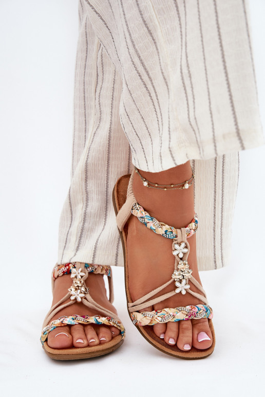 Sandali da donnaPrzypinkami I Plecionymi Paskami beige Nusoreth