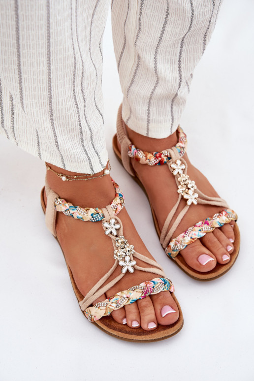 Sandali da donna color sabbia con cinturini Nusoreth