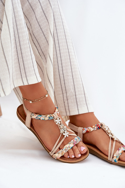 Sandali da donnaPrzypinkami I Plecionymi Paskami beige Nusoreth