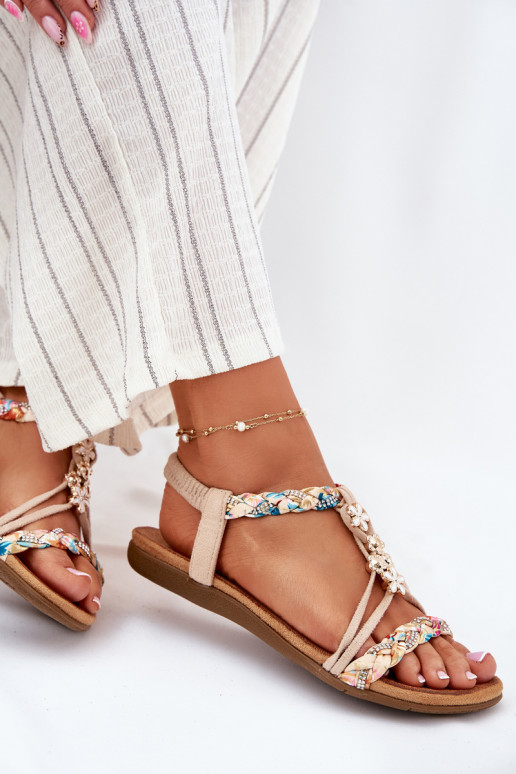 Sandali da donnaPrzypinkami I Plecionymi Paskami beige Nusoreth