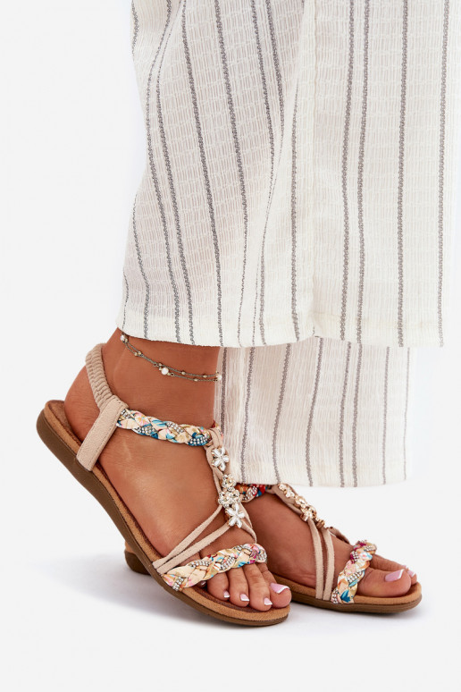 Sandali da donnaPrzypinkami I Plecionymi Paskami beige Nusoreth