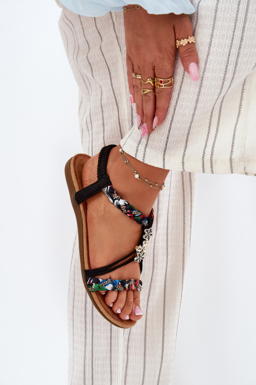 Sandali da donnaPrzypinkami I Plecionymi Paskami colore nero Nusoreth