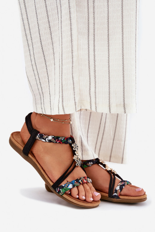 Sandali da donnaPrzypinkami I Plecionymi Paskami colore nero Nusoreth