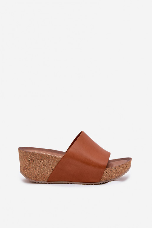 Zazoo 40291 Pantofole in pelle marroni da donna su suola di sughero