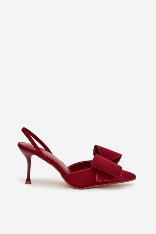 Scarpe con tacco alto bordeaux con tacco aperto e fiocco Eklevia