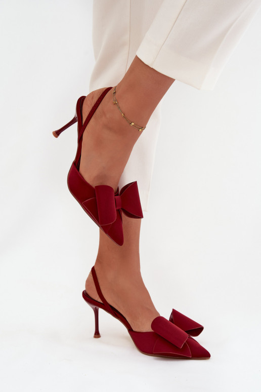 Scarpe con tacco alto bordeaux con tacco aperto e fiocco Eklevia