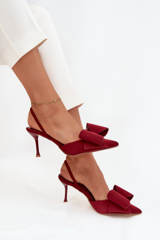 Scarpe con tacco alto bordeaux con tacco aperto e fiocco Eklevia