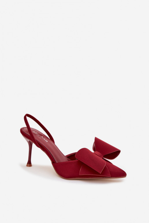 Scarpe con tacco alto bordeaux con tacco aperto e fiocco Eklevia