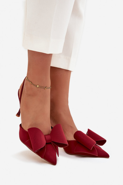 Scarpe con tacco alto bordeaux con tacco aperto e fiocco Eklevia