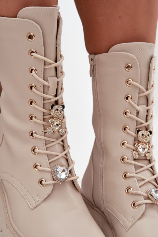 Stivaletti da lavoro FemminilePrzypinkami Orsi di peluche con i cuori beige Iravine