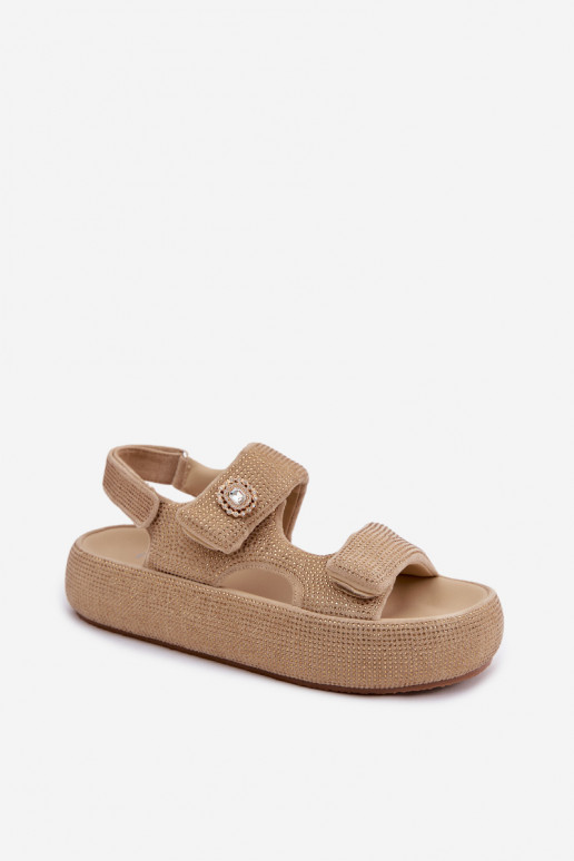 Sandali da donna decorati con piattaforma GOE TT2N4101 sabbia