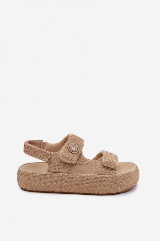 Sandali da donna decorati con piattaforma GOE TT2N4101 sabbia